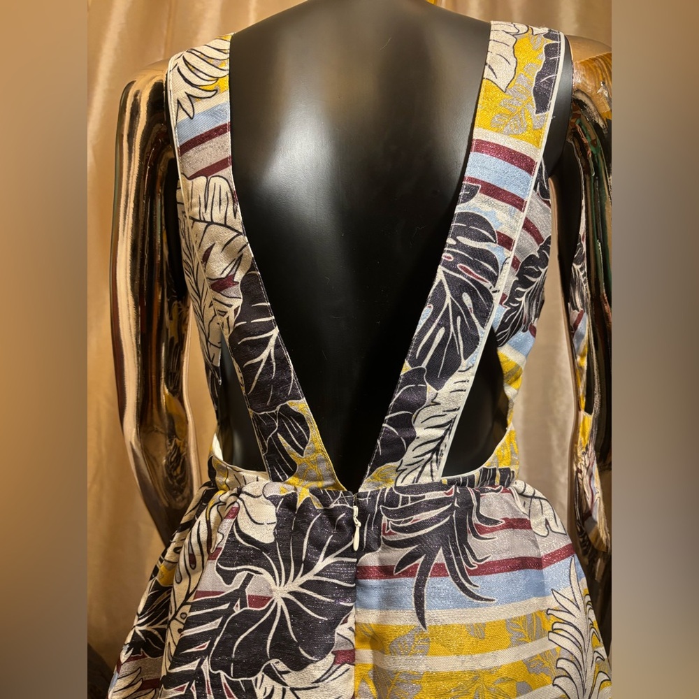 H&M Yellow Metallic Hawaiian Dress Size 10 - Picture 3 of 5